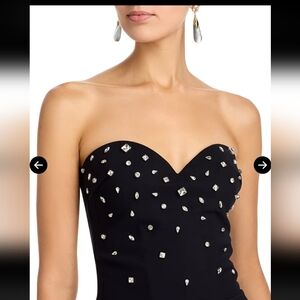 NWOT CHIARA BONI LA PETITE ROBE MAHTA RHINESTONE DETAIL STRAPLESS COCTAIL DRESS